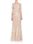 David Meister Embroidered Sequin Gown