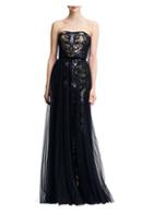 Marchesa Notte Strapless Tulle & Sequin Gown