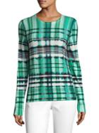 St. John Ombre Plaid Overprinted Sweater