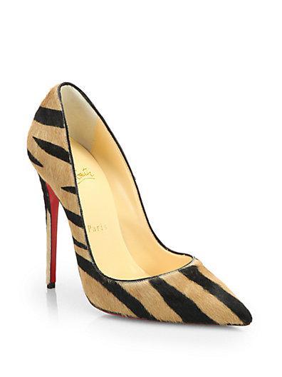 Christian Louboutin So Kate Striped Calf Hair Pumps