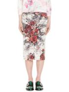 Prada Bouquet-print Angora Knit Pencil Skirt