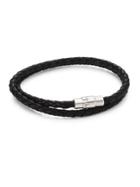 Saks Fifth Avenue Collection Black Double Wrap Leather Bracelet