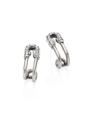 Marc Jacobs Safety Pin Crystal Hoop Earrings