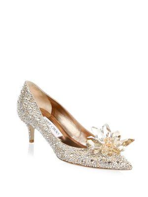 Jimmy Choo Crystal Suede Point Toe Pumps 50mm