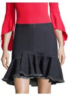 Scripted Ruffle Denim Mini Skirt