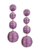 Kenneth Jay Lane Three Thread Ball Drop Earrings/purple