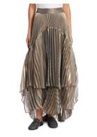 Brunello Cucinelli Lame High-low Pleated Skirt