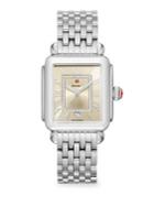 Michele Watches Deco Madison Stainless Steel Champagne Diamond Dial Watch