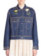 Stella Mccartney Studded Embroidered Denim Jacket