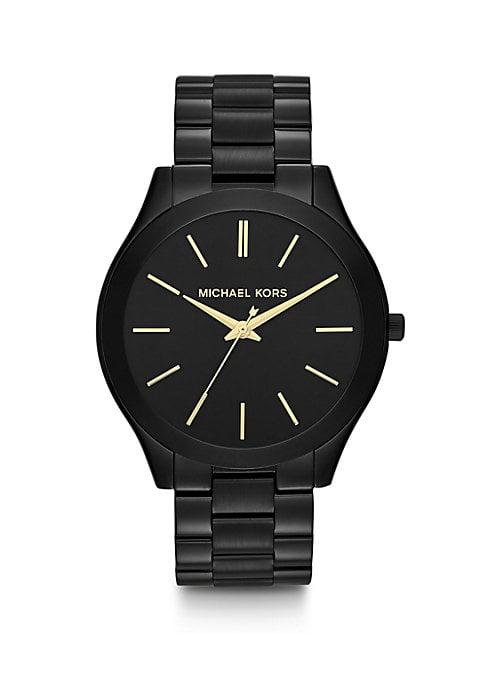 Michael Kors Slim Runway Black Ip Stainless Steel Bracelet Watch