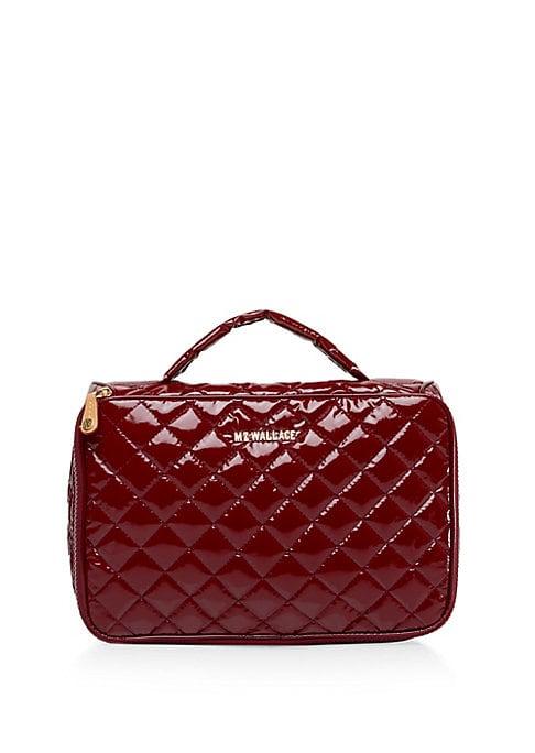 Mz Wallace Patent Quilted Leather Zip Cosmetic Bag