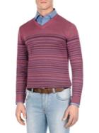 Isaia Vintage Striped V-neck Sweater
