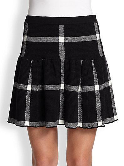 Alice + Olivia Kimbra Plaid Yoke Skirt