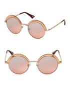 Web 51mm Pink & Rose Gold Round Sunglasses