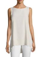 Eileen Fisher System Silk Boatneck Long Shell