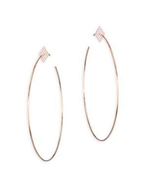 Diane Kordas Diamond Pave & 18k Rose Gold Hoop Earrings