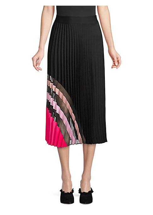 Milly Sheer-panel Stretch Silk Pleated Skirt