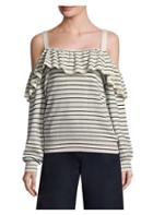 Joie Delbin Striped Cold-shoulder Sweater