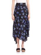 Proenza Schouler Asymmetrical Floral Midi Skirt
