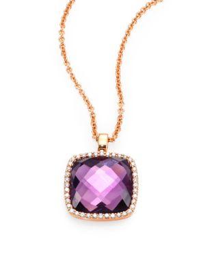 Roberto Coin Cocktail Amethyst, Diamond & 18k Rose Gold Pendant Necklace