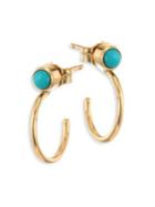 Zoe Chicco Turquoise & 14k Yellow Gold Thin Huggie Hoop Earrings