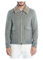 Eleventy Wool & Cashmere Shearling Collar Bomber Jacket