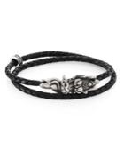 King Baby Studio Sterling Silver & Braided Leather Small Dragon Bite Bracelet