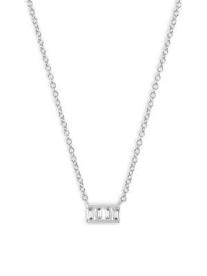 Ef Collection Baguette Diamond Mini Bar Necklace