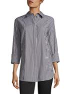 Lafayette 148 New York Claude Striped Button-front Shirt