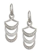 John Hardy Classic Chain Silver & Pave Diamond Drop Earrings