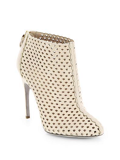 Sergio Rossi Perforated Suede Ankle Boots