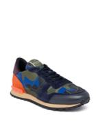 Valentino Camouflage Leather & Suede Athletic Sneakers