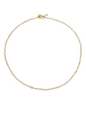Temple St. Clair Classic Karina White Sapphire & 18k Yellow Gold Station Necklace