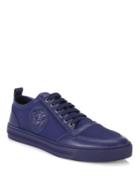 Versace Leather Canvas Lace Up Low-top Sneakers