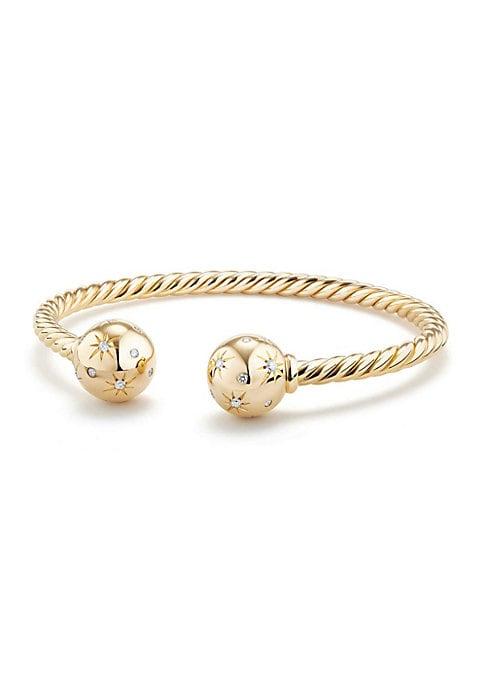 David Yurman Solari 18k Gold Bead Bracelet With Diamonds