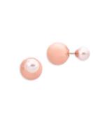 Majorica Pearl & Rose Gold Double Stud Earrings
