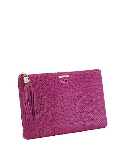 Gigi New York Uber Python-embossed Leather Clutch