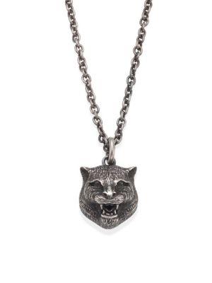 Gucci Sterling Silver Tiger Pendant Necklace