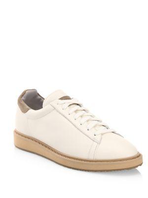Brunello Cucinelli Leather Back Tab Low Sneakers