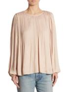 Elizabeth And James Grove Long-sleeve Pleated Blouse