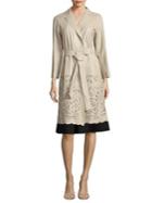 Lafayette 148 New York Delcy Embroidered Leather Wrap Coat