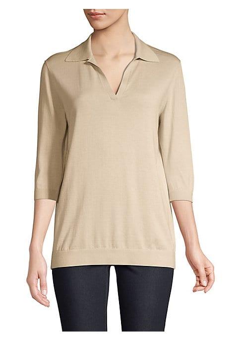 Lafayette 148 New York Silk-blend Collared Knit Shirt