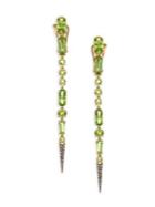 Etho Maria 18k Gold Peridot And Green Sapphire Drop Earrings