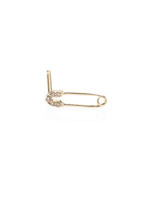 Sydney Evan Safety Pin Diamond & 14k Yellow Gold Single Stud Earring