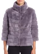 The Fur Salon Three-quarter Sleeve Mink Fur Jacket