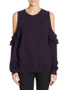 Clu Cold Shoulder Pleated Silk Pullover
