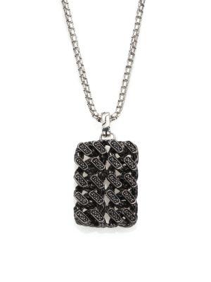 John Hardy Gourmette Lava Sterling Silver & Black Ruthenium Pendant With Black Sapphires