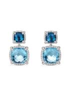 David Yurman Chatelaine Pave Bezel Double Drop Earring With Blue Topaz And Diamonds