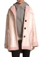 Opening Ceremony Reversible Patent Faux Shearling Coat