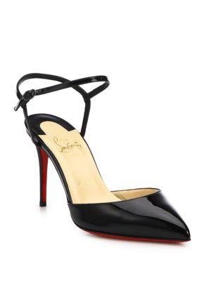 Christian Louboutin Patent Leather Ankle-strap Slingback Pumps